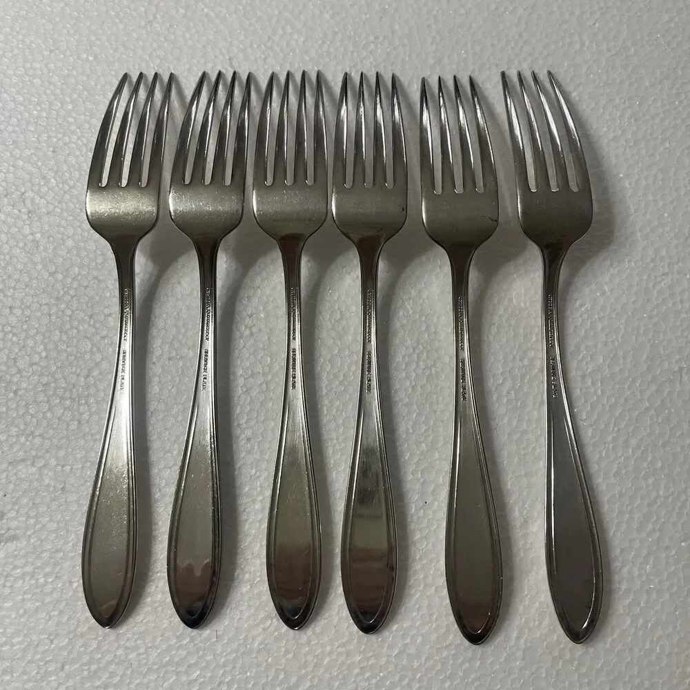 Vintage Silverplate Set 6 Dinner Forks By Oneida Community Service Plate 7.5”